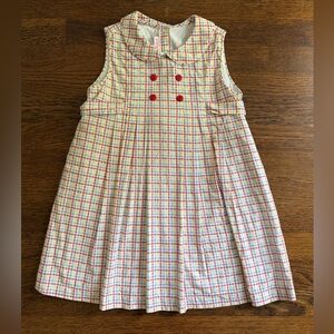 Peggy Green Red Plaid Sleeveless Dress with Peter Pan Collar